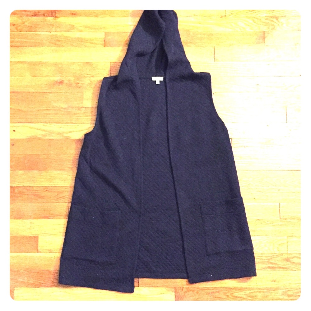 Talbots Navy Quilted Hooded Vest Size Small